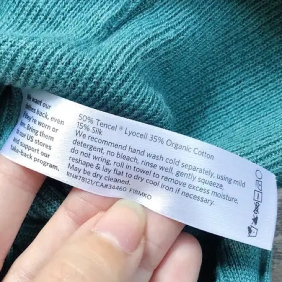 Eileen Fisher Teal Slouchy Open Cardigan Sweater Silk Organic Blend Cotton XS - Picture 9 of 10